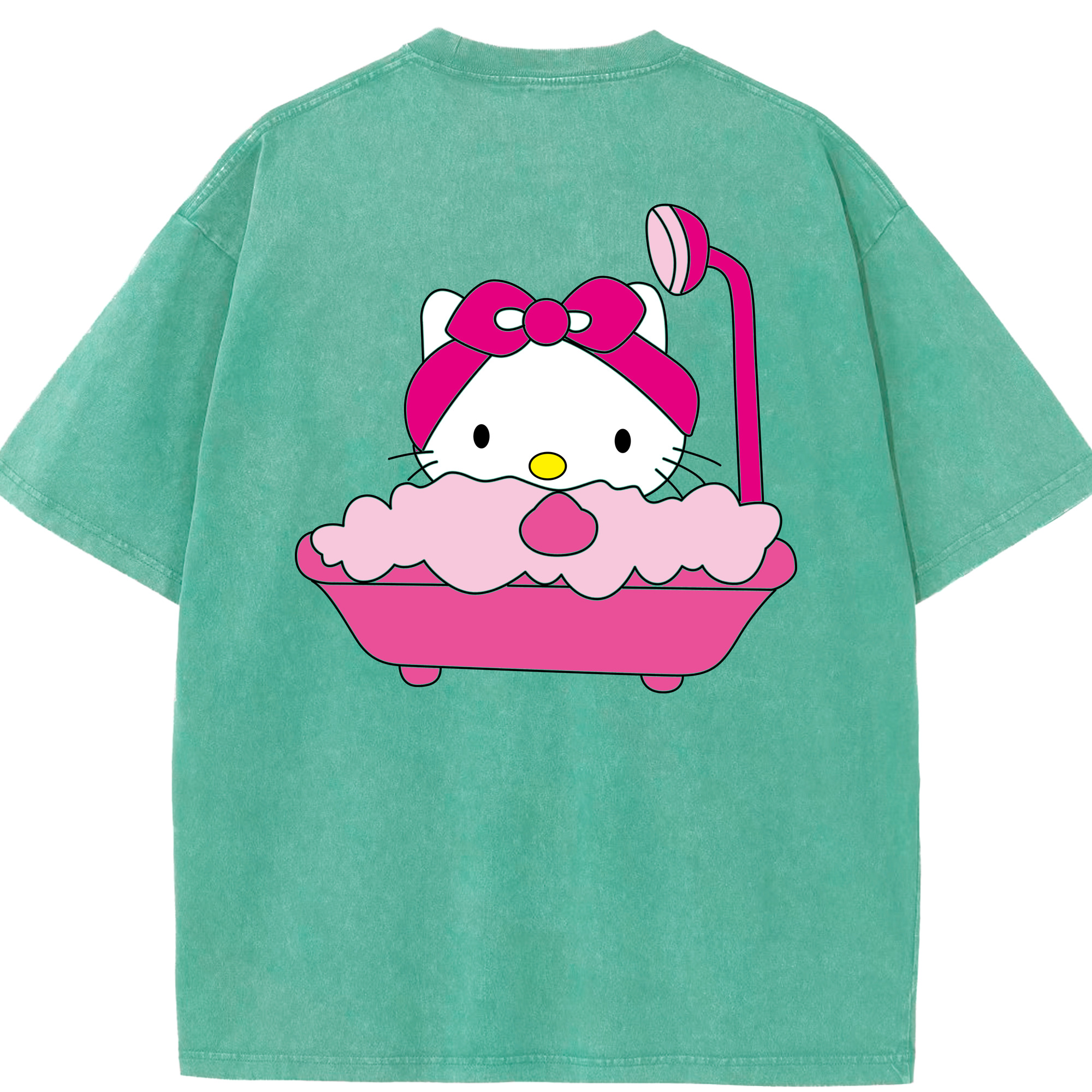 （画像用） Hello Kitty ハローキティ 綿100% ヴィンテージ風 半袖Tシャツ（背面プリント）
